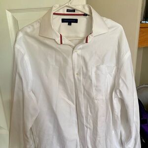 Mens White Collar Long Sleeve Button Down Shirt